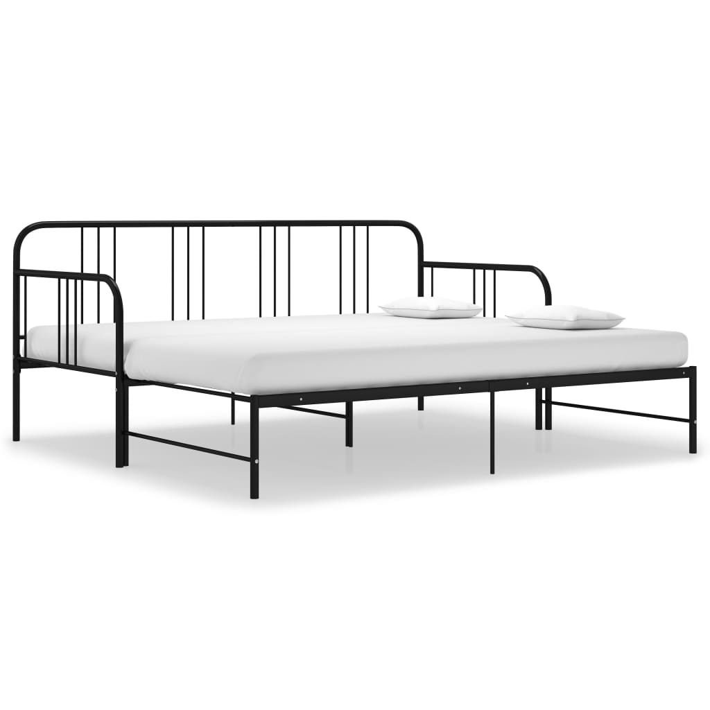 Telaio Divano Letto Estraibile Nero in Metallo 90x200 cm 324752
