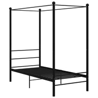 Letto a Baldacchino Nero in Metallo 90x200 cm 325051