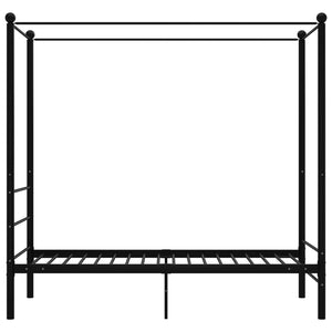 Letto a Baldacchino Nero in Metallo 90x200 cm