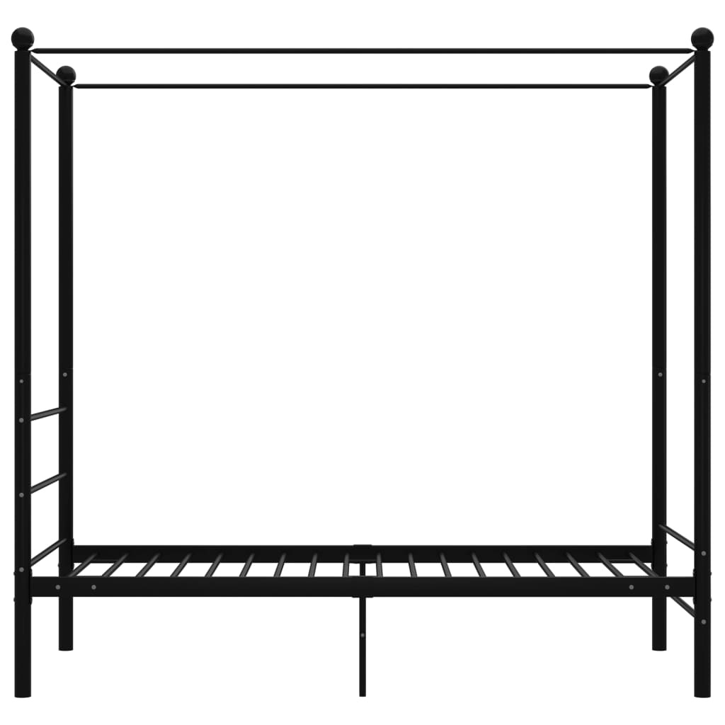 Letto a Baldacchino Nero in Metallo 90x200 cm 325051