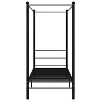 Letto a Baldacchino Nero in Metallo 90x200 cm