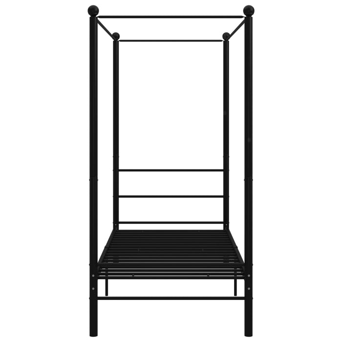 Letto a Baldacchino Nero in Metallo 90x200 cm