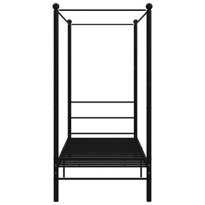 Letto a Baldacchino Nero in Metallo 90x200 cm 325051