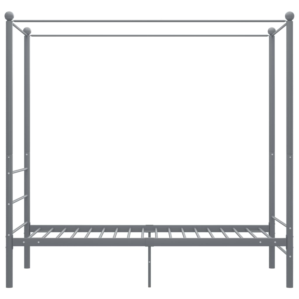 Letto a Baldacchino Grigio in Metallo 90x200 cm 325053