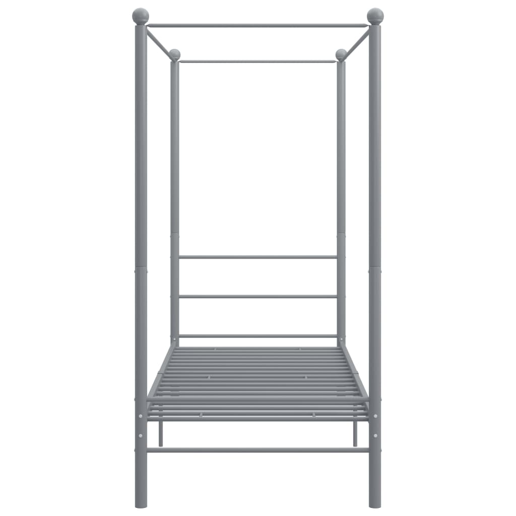 Letto a Baldacchino Grigio in Metallo 90x200 cm 325053