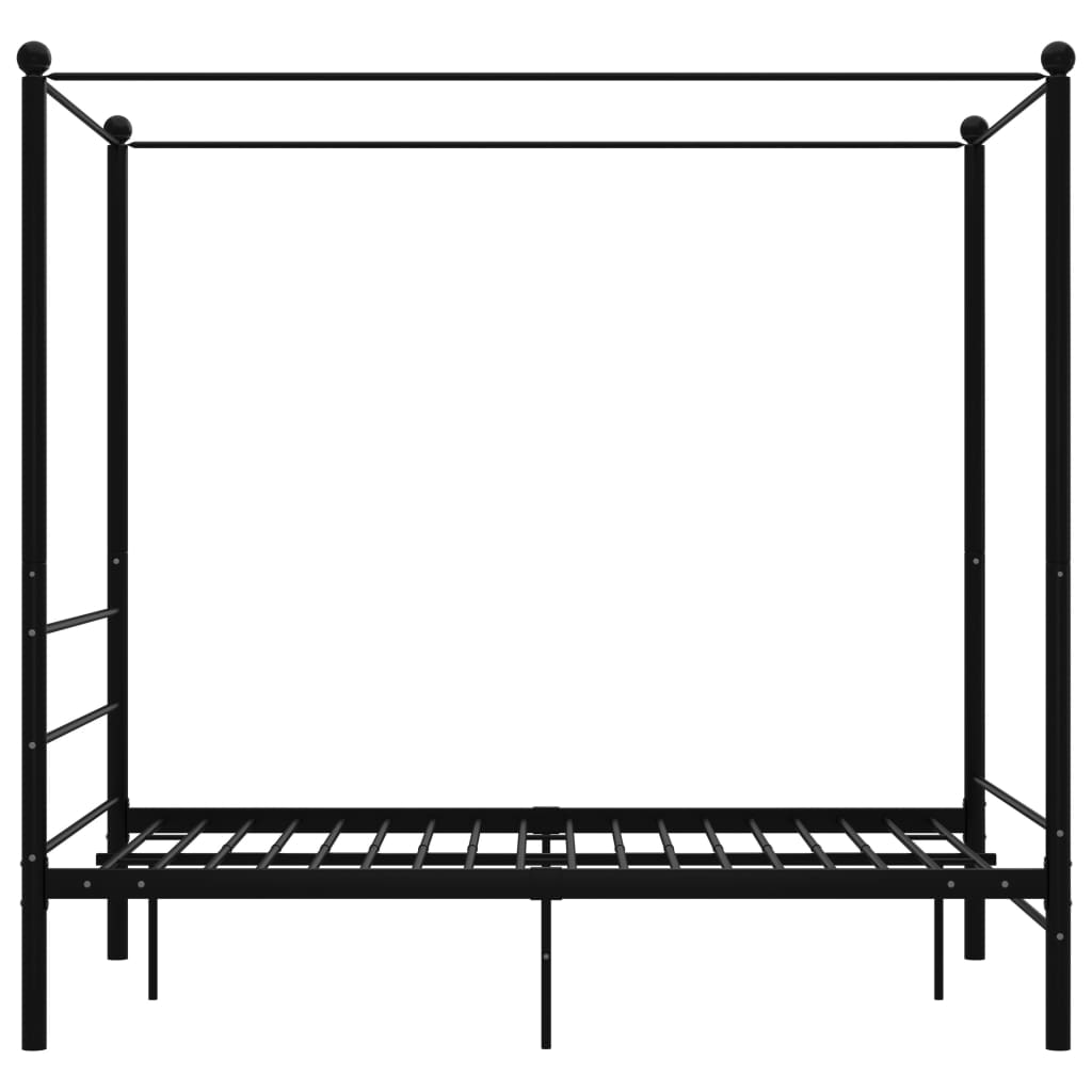Letto a Baldacchino Nero in Metallo 120x200 cm 325057
