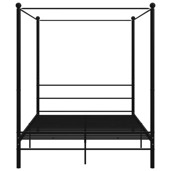 Letto a Baldacchino Nero in Metallo 160x200 cm