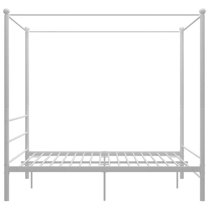 Letto a Baldacchino Bianco in Metallo 160x200 cm 325064