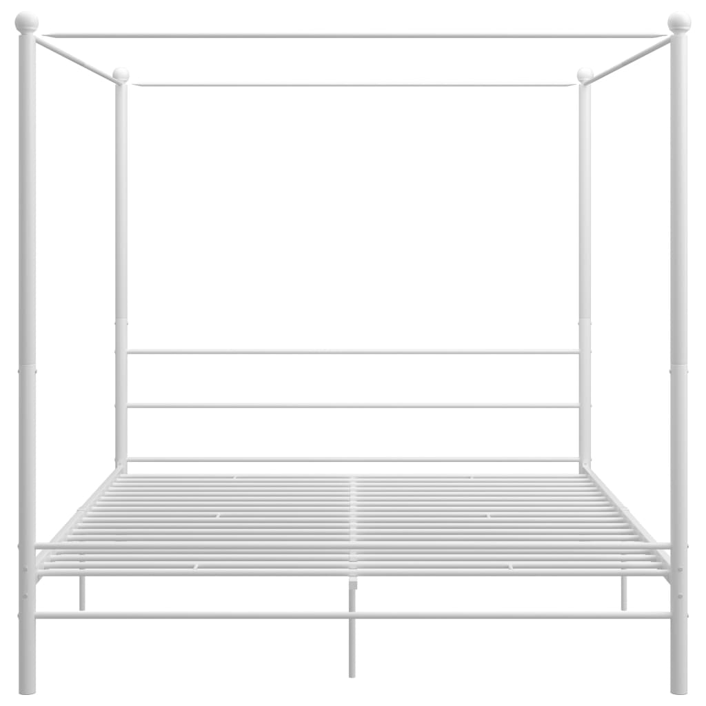 Letto a Baldacchino Bianco in Metallo 200x200 cm 325070