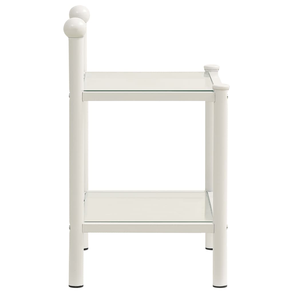 Comodino Bianco e Trasparente 45x34,5x60,5 cm Metallo e Vetro 325074