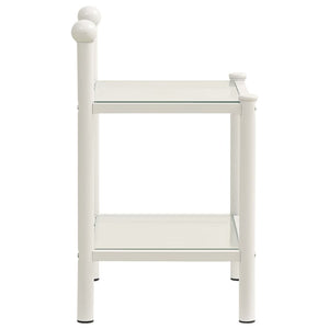 Comodino Bianco e Trasparente 45x34,5x60,5 cm Metallo e Vetro 325074