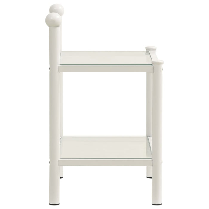 Comodino Bianco e Trasparente 45x34,5x60,5 cm Metallo e Vetro 325074