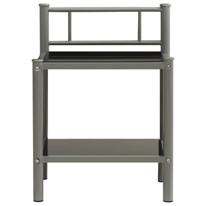 Comodino Grigio e Nero 45x34,5x60,5 cm in Metallo e Vetro cod mxl 29918