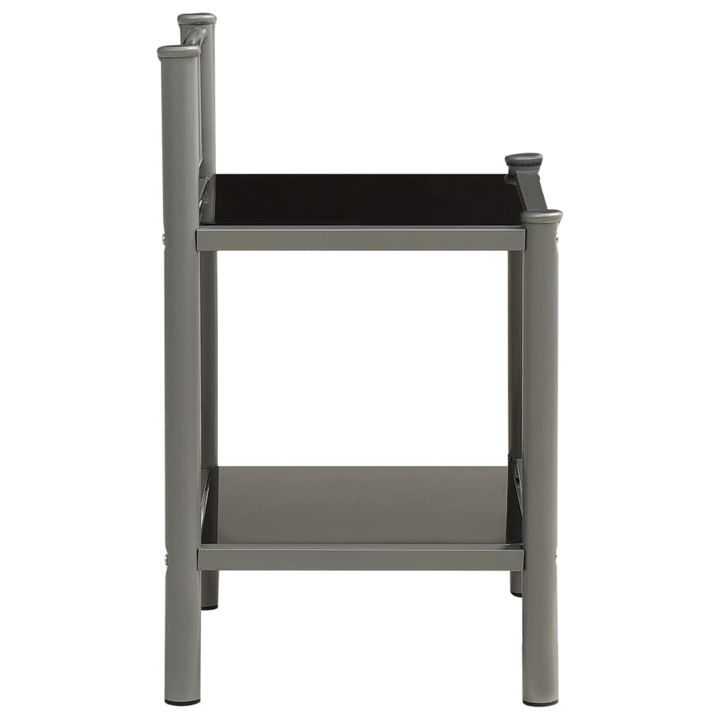 Comodino Grigio e Nero 45x34,5x60,5 cm in Metallo e Vetro cod mxl 29918