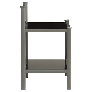 Comodino Grigio e Nero 45x34,5x60,5 cm in Metallo e Vetro cod mxl 29918