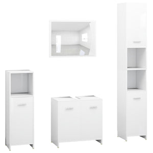Set Mobili da Bagno 4 pz Bianco in Legno Multistrato 3056880