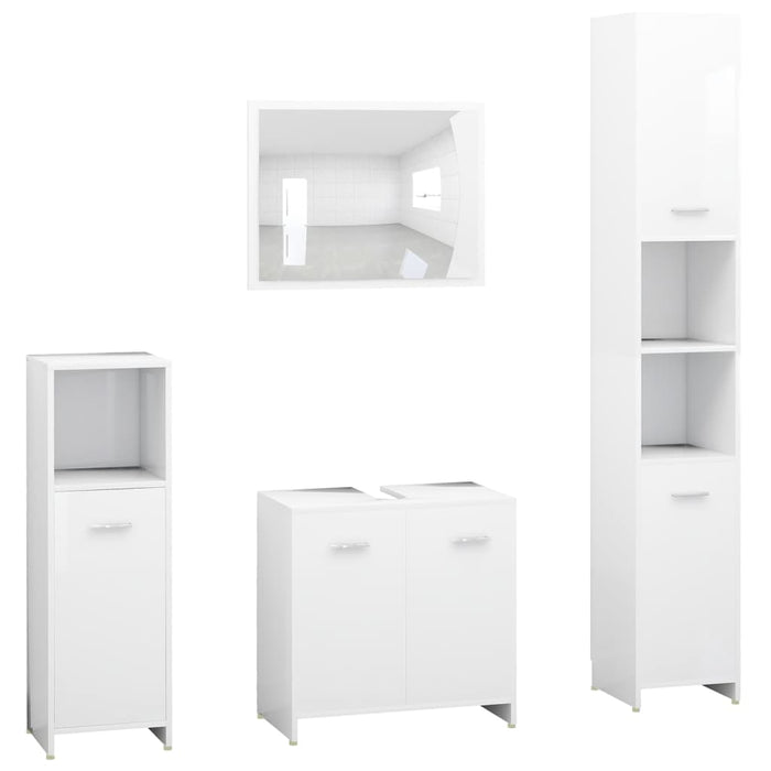 Set Mobili da Bagno 4 pz Bianco in Legno Multistrato 3056880