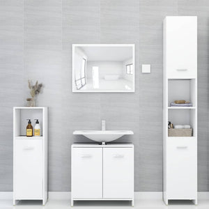 Set Mobili da Bagno 4 pz Bianco in Legno Multistrato 3056880