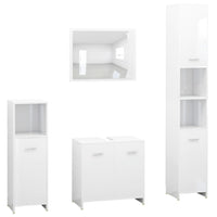 Set Mobili da Bagno 4 pz Bianco Lucido in Truciolato 3056886