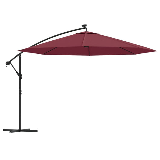 Ombrellone decentrato con luci LED rosso bordeaux 350 cm 02_0008458