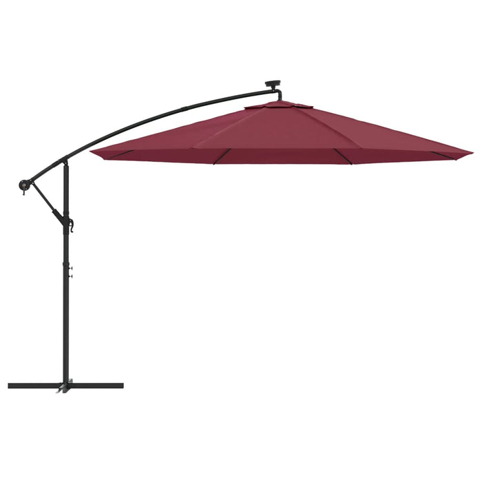 Ombrellone decentrato con luci LED rosso bordeaux 350 cm 02_0008458