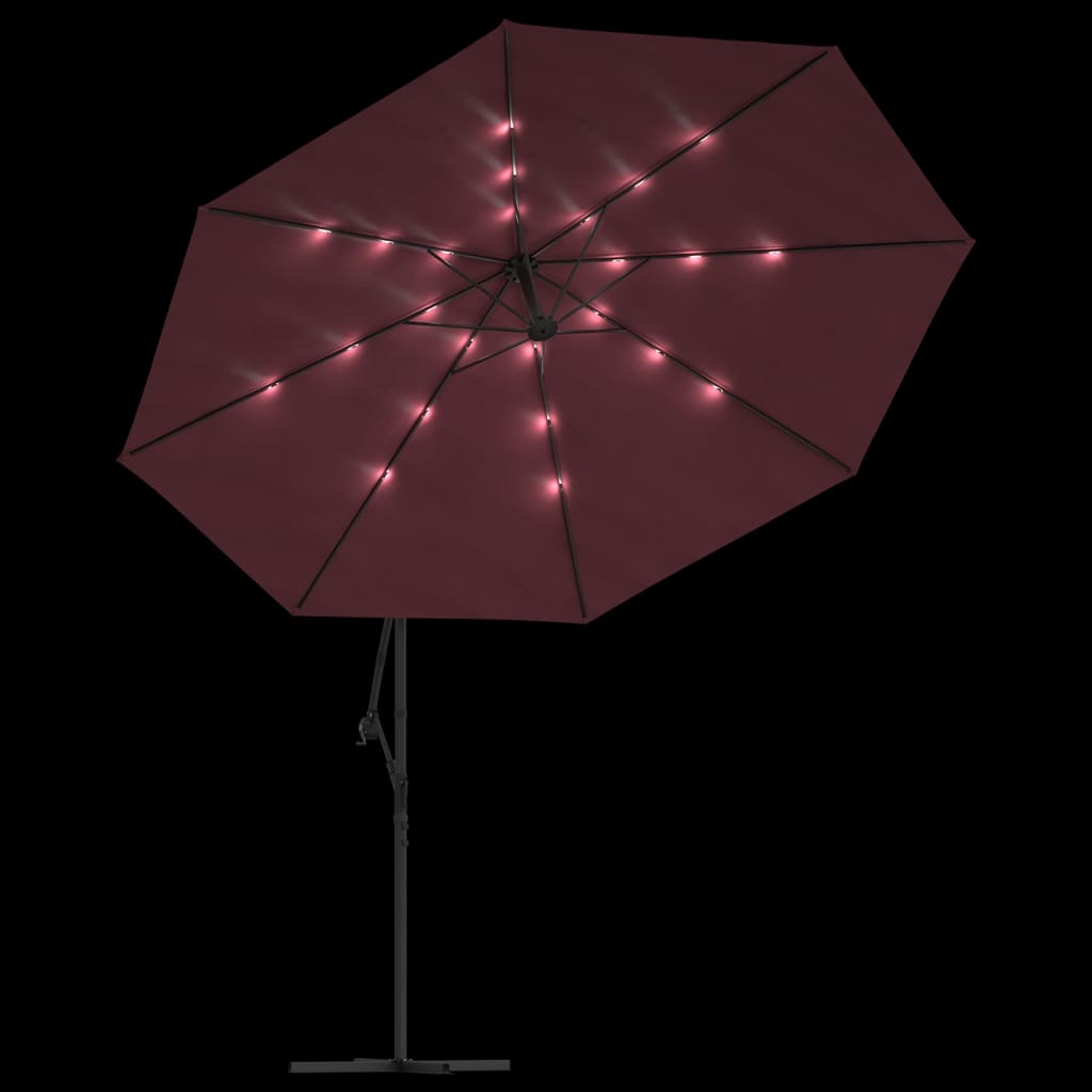 Ombrellone decentrato con luci LED rosso bordeaux 350 cm 02_0008458
