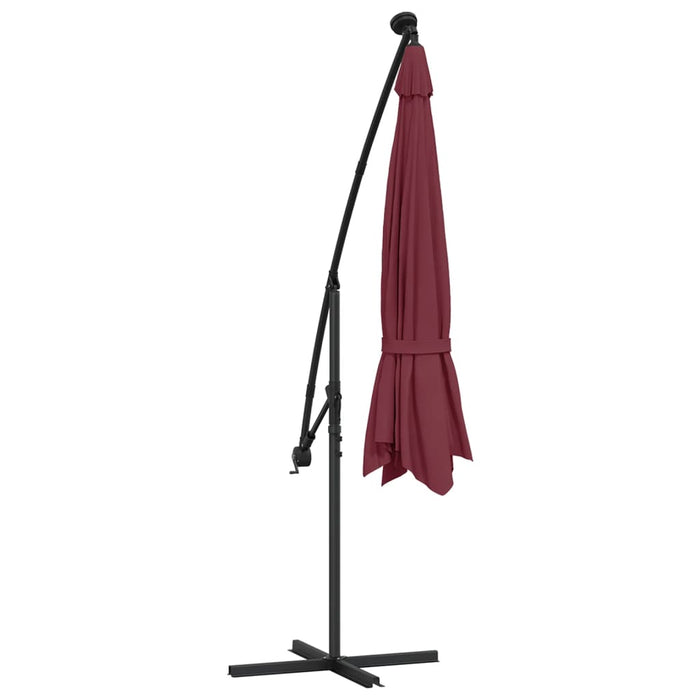Ombrellone decentrato con luci LED rosso bordeaux 350 cm 02_0008458