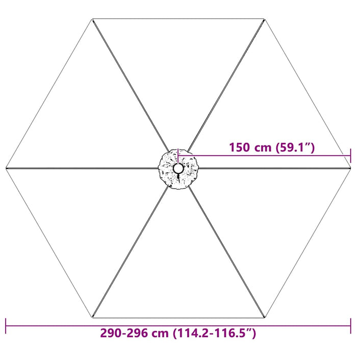 Telo di Ricambio per Ombrellone Antracite 300 cm 313796