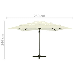 Ombrellone mobile da giardino a 4 livelli x con palo in alluminio 250 x 250 cm sabbia 02_0008792