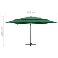Ombrellone mobile da giardino a 4 livelli x con palo in alluminio 250 x 250 cm verde 02_0008798