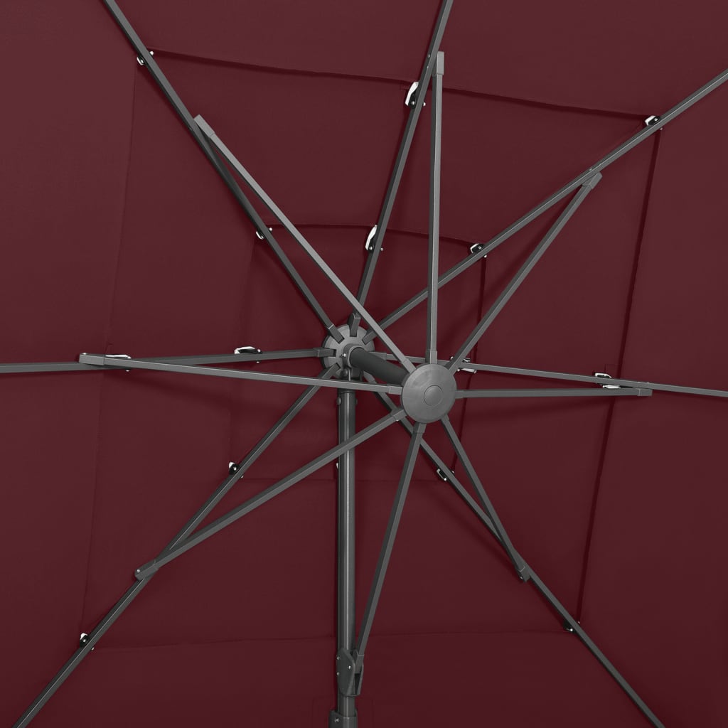 Ombrellone a 4 Livelli Palo in Alluminio Rosso BordÃ² 250x250 m