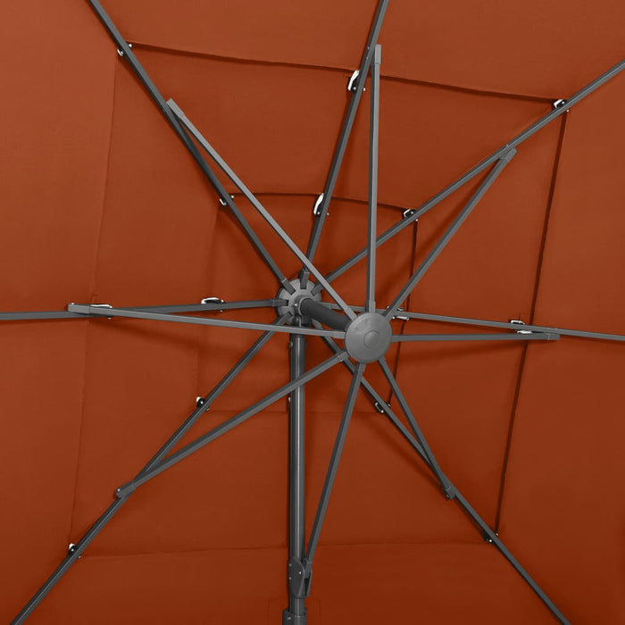 Ombrellone a 4 Livelli Palo in Alluminio Terracotta 250x250 cm