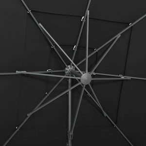 Ombrellone a 4 Livelli con Palo in Alluminio Nero 250x250 cm