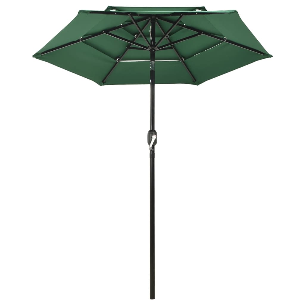 Ombrellone a 3 Livelli con Palo in Alluminio Verde 2 m cod mxl 23142