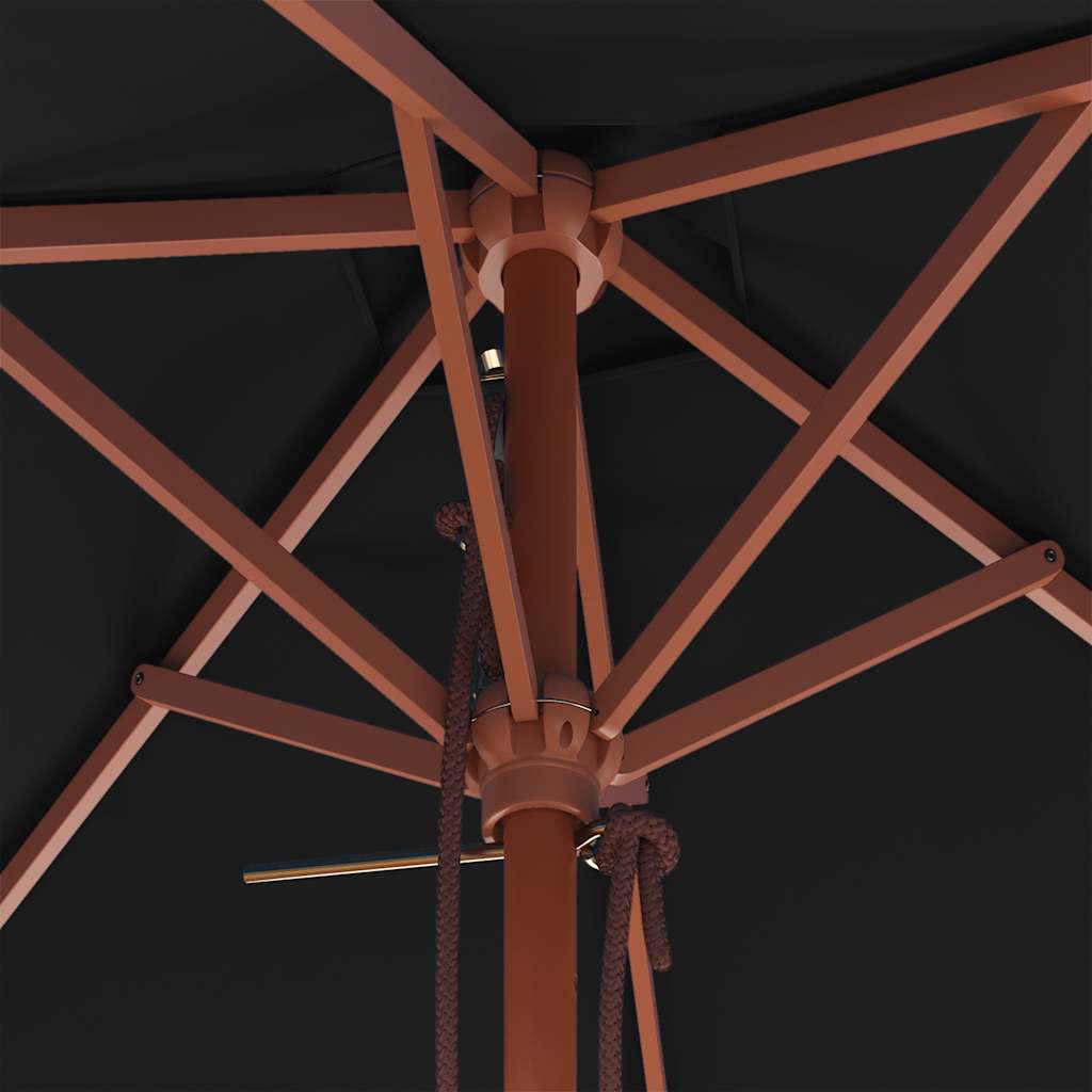 Ombrellone da Esterni con Palo in Legno 150x200 cm Nero cod mxl 20835