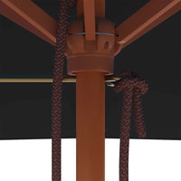 Ombrellone da Giardino con Palo in Legno 150x200 cm Nero 313884