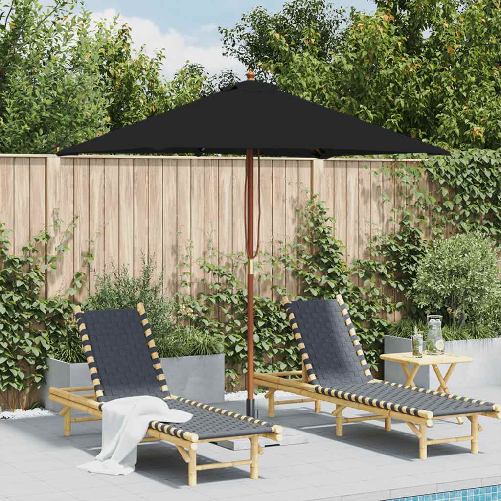 Ombrellone da Giardino con Palo in Legno 150x200 cm Nero 313884
