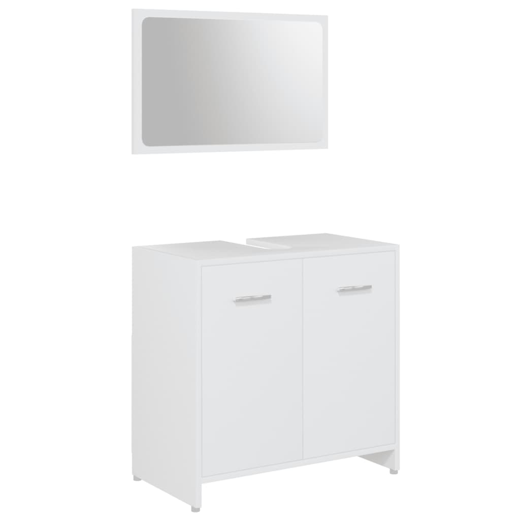 Set Mobili da Bagno 4 pz Bianco in Legno Multistrato 3056907