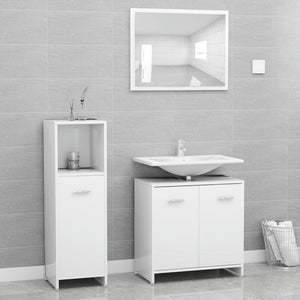 Set Mobili da Bagno 4 pz Bianco in Legno Multistrato 3056907