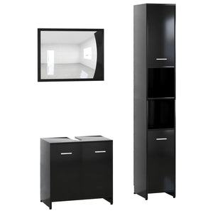 Set Mobili da Bagno 3 pz Nero in Truciolato 3056917