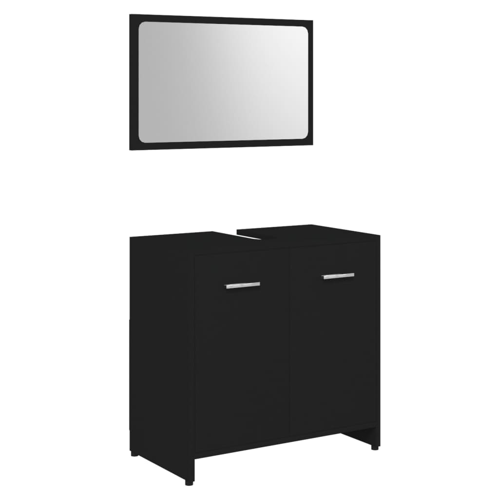 Set Mobili da Bagno 3 pz Nero in Truciolato 3056917