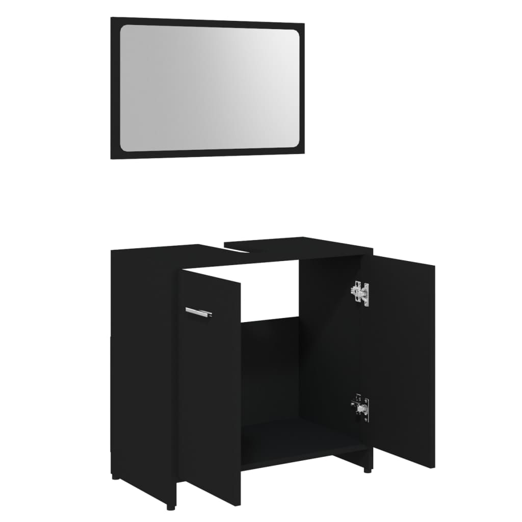 Set Mobili da Bagno 3 pz Nero in Truciolato 3056917