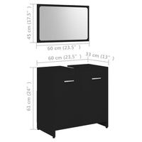 Set Mobili da Bagno 3 pz Nero in Truciolato 3056917
