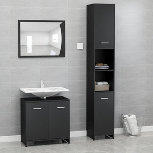 Set Mobili da Bagno 3 pz Nero in Truciolato 3056917