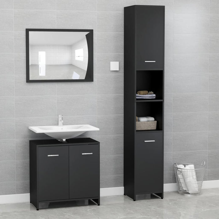 Set Mobili da Bagno 3 pz Nero in Truciolato 3056917