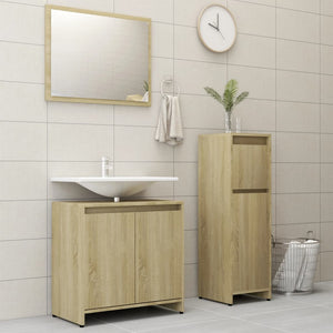 Set Mobili da Bagno 3 pz Rovere Sonoma in Truciolato 3056928