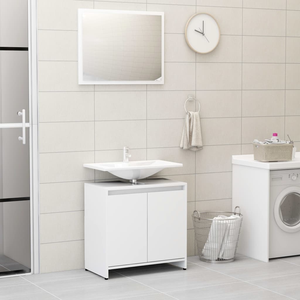 Set Mobili da Bagno 3 pz Bianco in Truciolato cod mxl 42681