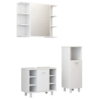 Set Mobili da Bagno 3 pz Bianco Lucido in Truciolato 3056949
