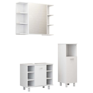 Set Mobili da Bagno 3 pz Bianco Lucido in Truciolato 3056949