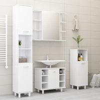 Set Mobili da Bagno 3 pz Bianco Lucido in Truciolato cod mxl 25014